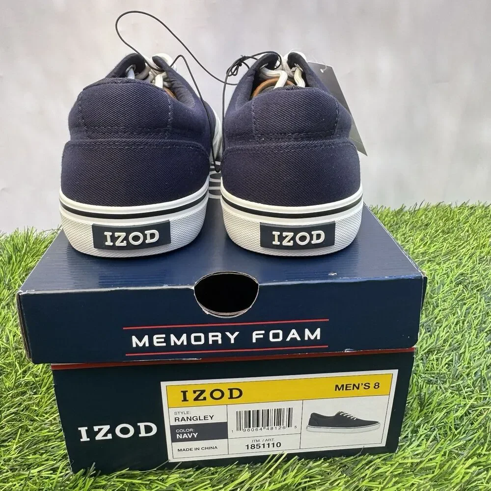 Izod Men's Rangley Canvas Memory Foam Navy Lace Up Sneaker Shoes Size 8